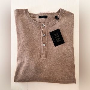 NWT ATM Anthony Thomas Melillo | Men’s Brown Heather Henley Sweater | Size M